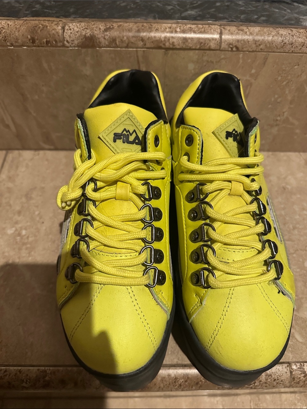 FILA Men's Bright Yellow Lace-Up Sneakers